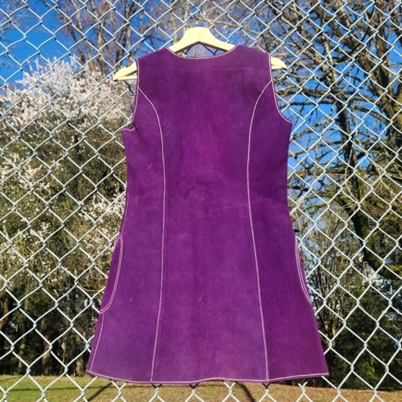 1960s Purple Suede Mini Dress (XS/S) - Picture 2 of 4